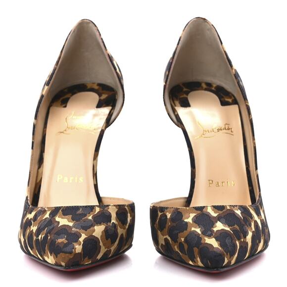 Christian Louboutin Iriza 100 Leopard Silk D'Orsay Heels Pumps Size 41 - Picture 3 of 8
